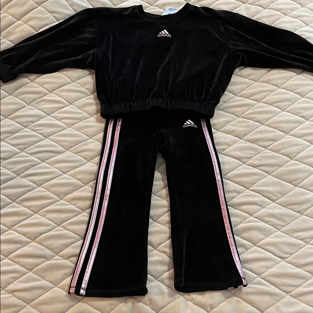 Adidas Black Matching Set with Pink Accents